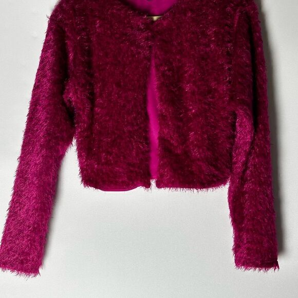 Hot Pink Fuzzy cardigan - Picture 7 of 10